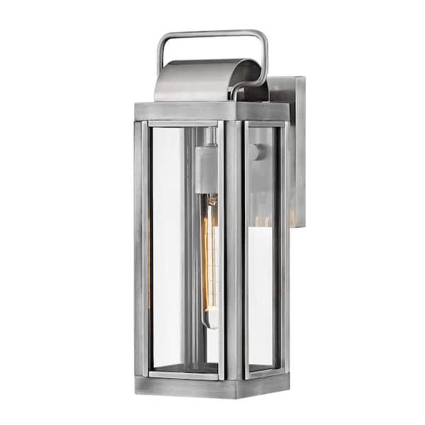 HINKLEY Sag Harbor 1-Light Antique Brushed Aluminum Hardwired Outdoor Wall Lantern Sconce