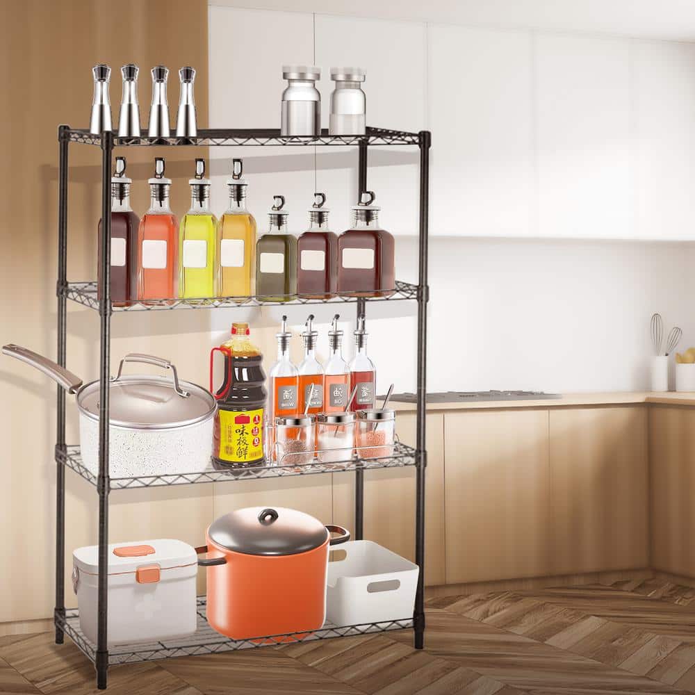 14" Deep x 36" Wide x 54" High Black Wire Shelving Unit