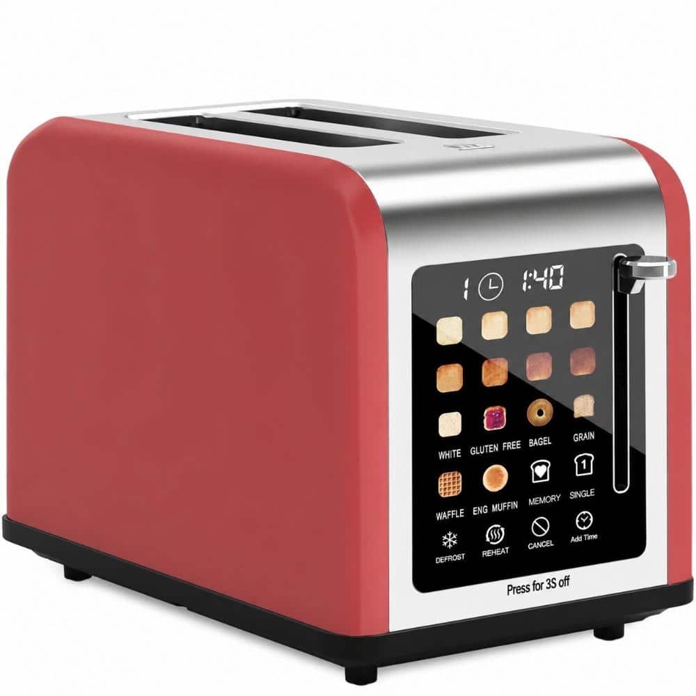 Digital 2 Slice Toaster with Touch Screen and 8 Shade Settings for Multiple Bread Types in Red price history on PriceWatchPro