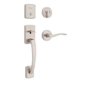 Kwikset Brentford Satin Nickel Keyed Door Handleset with Deadbolt