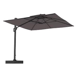 10 ft. x 10 ft. Square Aluminum 360-Degree Rotation Cantilever Patio Umbrella with Base/Stand for Balcony in Dark Grey