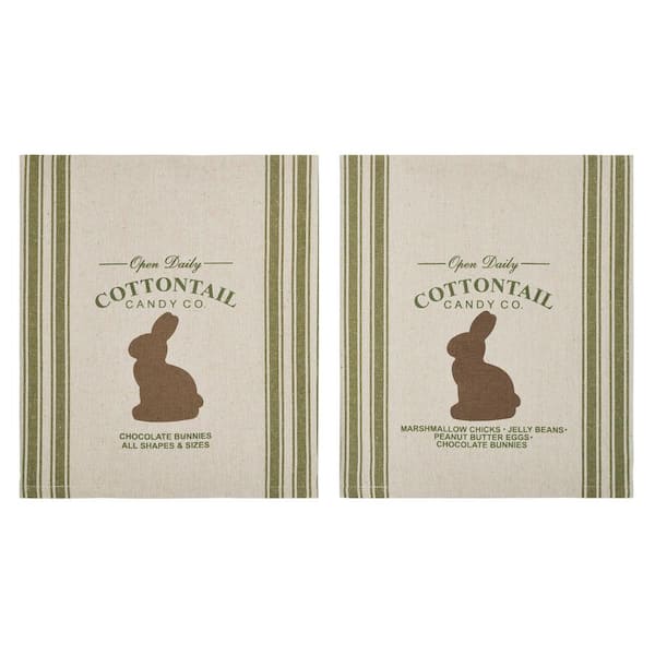 VHC Brands Bunny Hop Multi Colored Seasonal Cottontail Candy Co Easter Cotton Tea Towel (Set of 2)