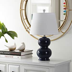 Everlee 22 in. Navy Table Lamp with White Shade