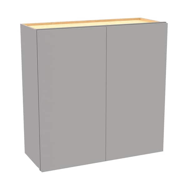 Home Decorators Collection Hargrove 33 in. W x 12 in. D x 36 in. H Assembled Plywood Wall Kitchen Cabinet in Veiled Gray with Soft Close
