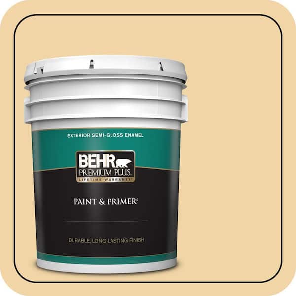BEHR PREMIUM PLUS 5 gal. #ECC-50-1 Sunbath Semi-Gloss Enamel Exterior Paint & Primer