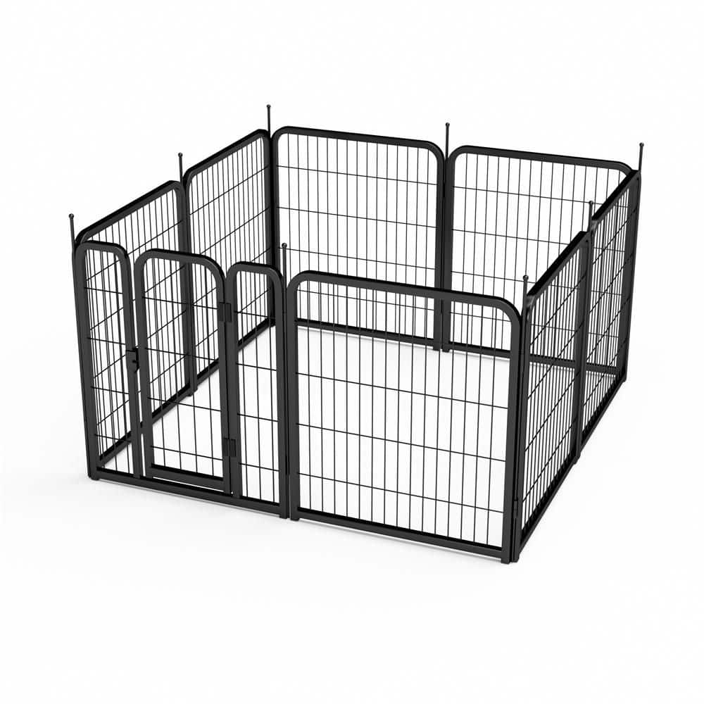 Dog Playpen, 32 in. H 8-Panels Fence Indoor Outdoor Heavy-Duty Metal Foldab