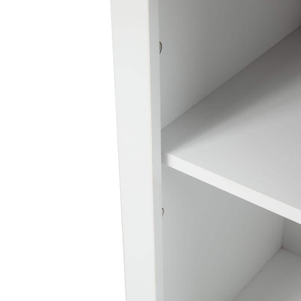 White and Dark Brown Wood Sliding Door Storage Cabinet