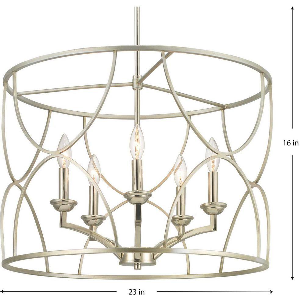 Landree Black Steel and Brass 5-Light Chandelier