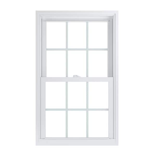 American Craftsman 27.75 in. x 45.25 in. 70 Pro Series Low-E Argon PS Glass Double Hung White Vinyl Repl Window with Grids, Screen Incl