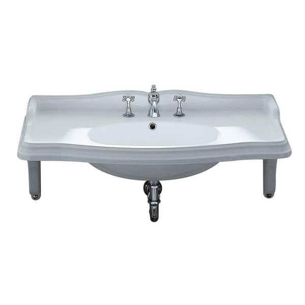 Whitehaus Collection China Series Wall-Mounted Bathroom Sink in White