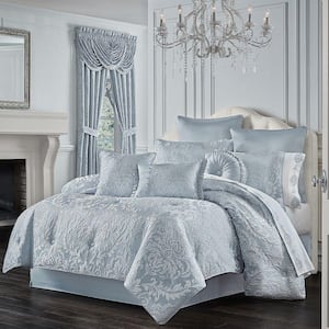 Madeline Polyester Powder Blue King 4-Pieces Comforter Set