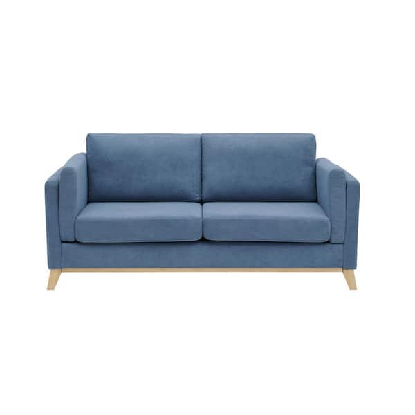 Unbranded Modern 72 in. Blue Chenille 2-Seat Loveseat with Soft Cushions
