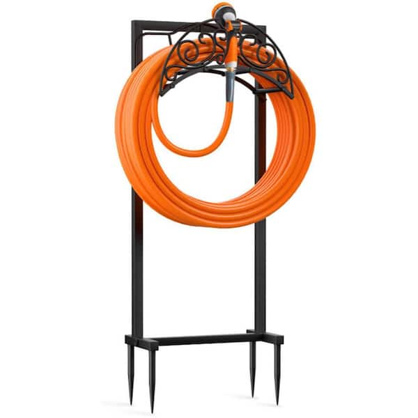 Heavy-Duty Freestanding Metal Garden Hose Holder for Yard and Lawn, Outdoor Water Hose Storage Solution