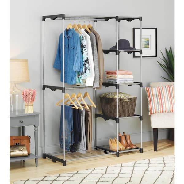 Whitmor COVER ONLY for Double Rod Closet with Heavy Duty Zipper Gray 