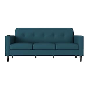 Montana 75.3 in. Peacock Blue Linen Fabric 3-Seater Lawson Sofa with Removable Cushions