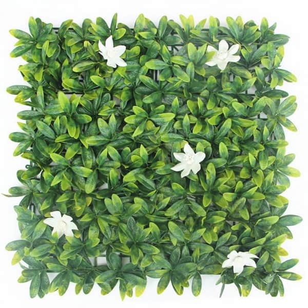 Ejoy 20 in. x 20 in. AzaleaWhite Artificial Boxwood Hedge Privacy Screen Mat Indoor and Outdoor Wall Decor (Set of 4/Piece)
