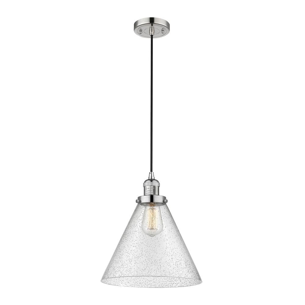 Polished Nickel and Seedy Glass Mini Pendant Light