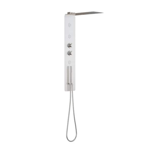 39.23 in. 3-Jet Shower System with Hand-Shower with Rainfall and Waterfall Head in Brushed Nickel, Body Jets