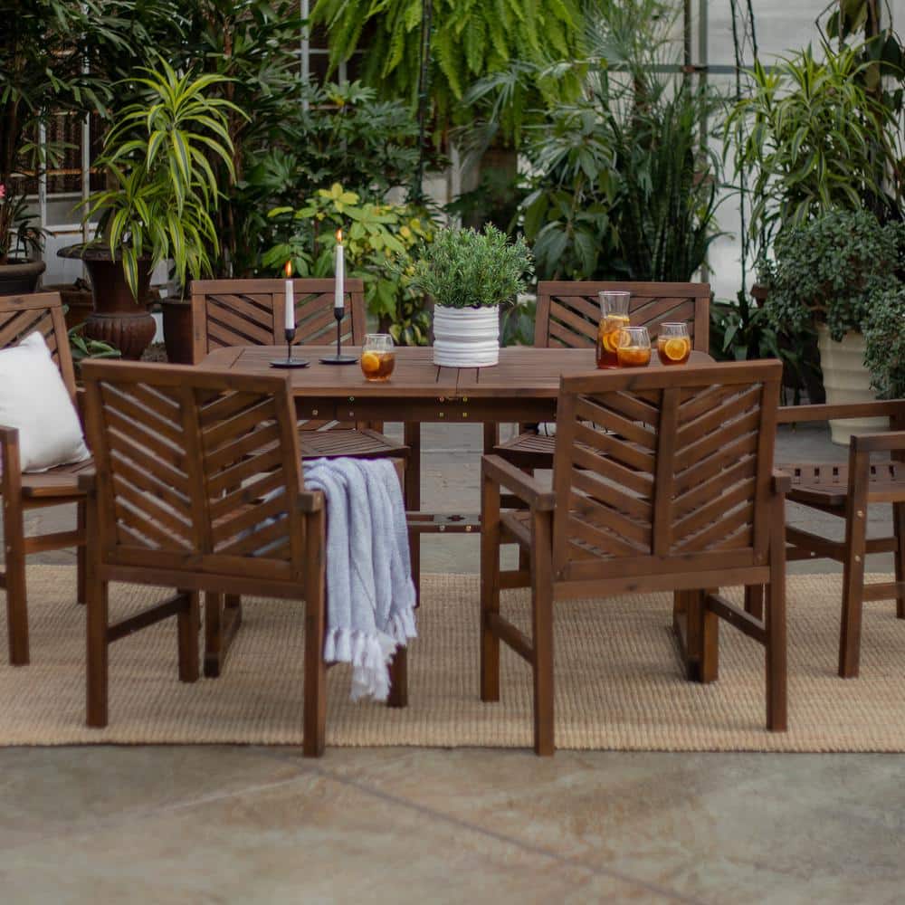 Walker Edison Furniture Company Dark Brown 7Piece Extendable Wood