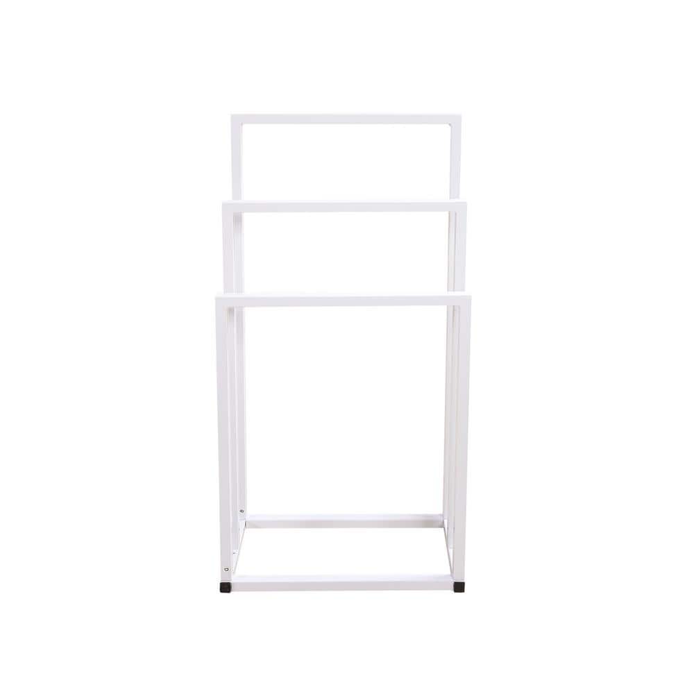 Freestanding 3-Bar Freestanding Towel Rack in White