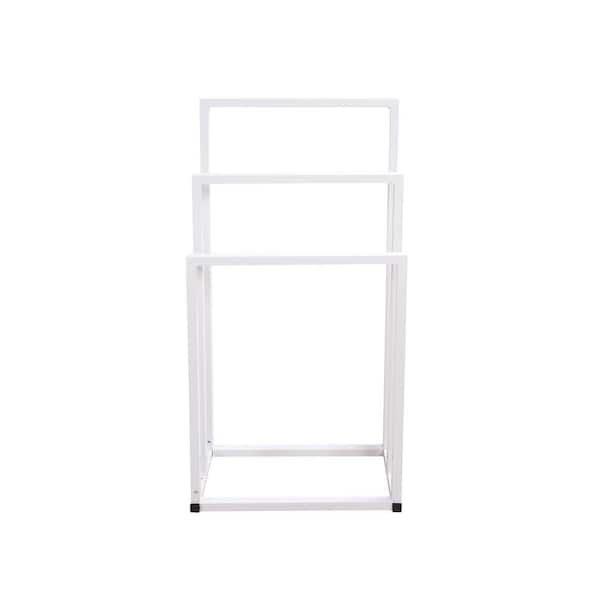Unbranded Freestanding 3-Bar Freestanding Towel Rack in White