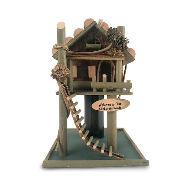 Zingz & Thingz 7.5 in. x 7.75 in. x 12 in. Tree House Bird Feeder