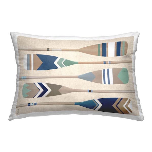 Stupell Industries Striped Boat Paddles Multi-Color Geometric Polyester 14 in. x 20 in. Throw Pillow