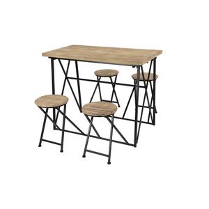 44 in. Light Brown Rectangle Metal Industrial Dining Table
