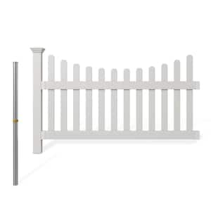 3.5 ft. H x 6 ft. W Permanent All American Vinyl Picket Fence Panel Kit with No-Dig Anchor and Cap