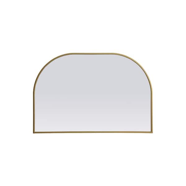 Unbranded Simply Living 36 in. W x 24 in. H Arch Metal Framed Brass Mirror