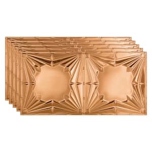 Art Deco 2 ft. x 4 ft. Glue Up Vinyl Ceiling Tile in Polished Copper (40 sq. ft.)