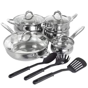 Ancona 12-Piece Stainless Steel Belly Shaped Cookware Set with Kitchen Tools