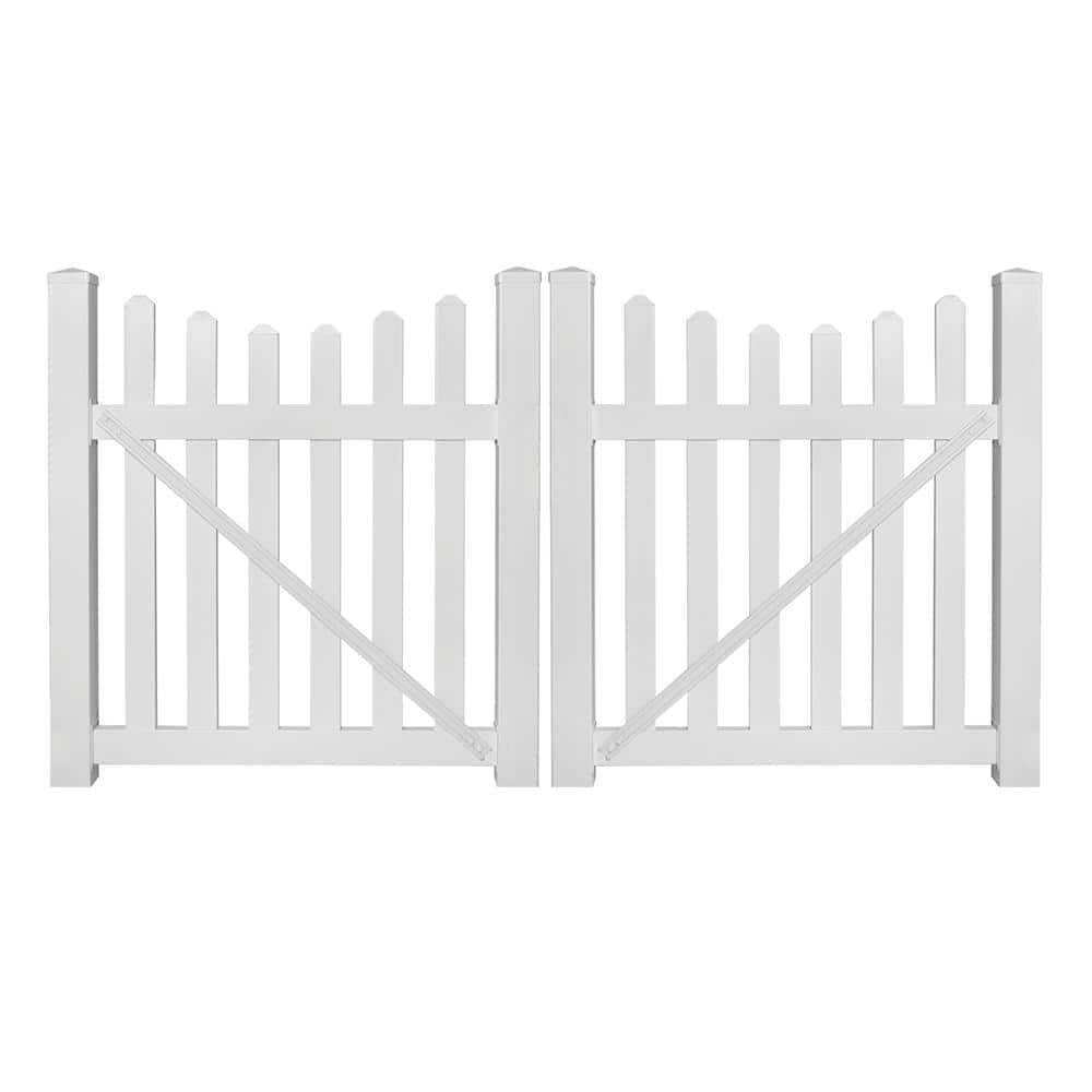 Ellington 8 ft. W x 4 ft. H White Vinyl Picket Fence Double Gate Kit price history on PriceWatchPro