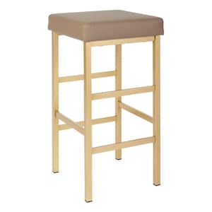 Metro 30 in. Gold Backless Stool in Camel