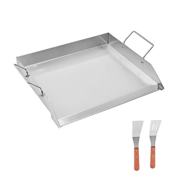 Stainless Steel Griddle, Gas Grill Griddle for BBQ Grill, Teppanyaki, 18x16 in. Universal Flat Top Rectangular Plate