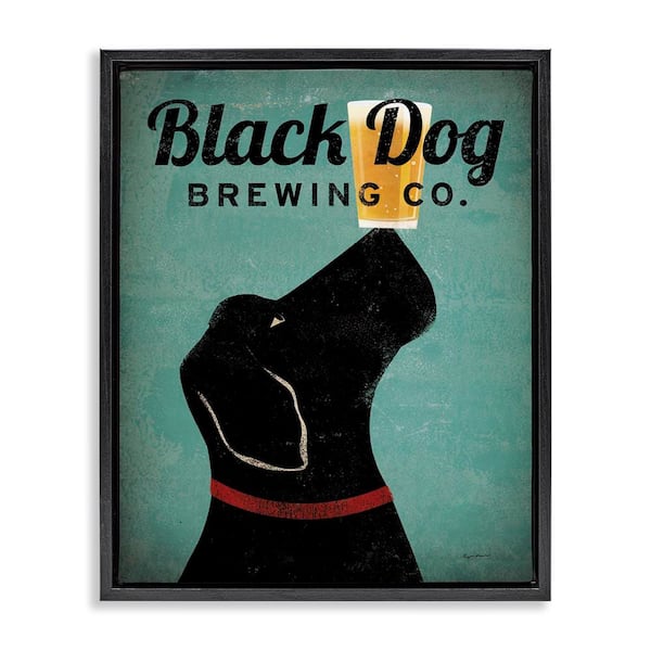 Black Dog Brewing Antique Beer Sign by Ryan Fowler Black Floater Frame Graphic Art Print Typography 21 in. x 17 in.