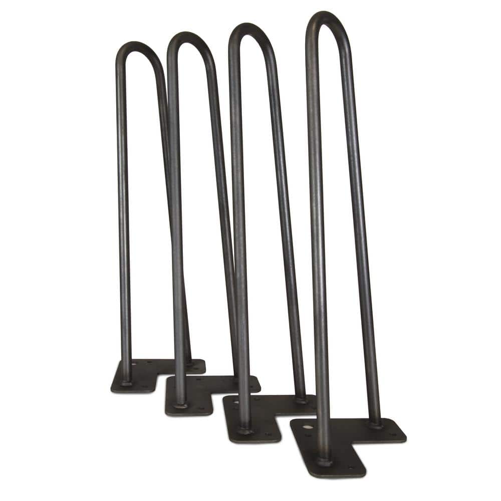 Satin Black 16" Mid-Century Modern Hairpin Steel Table Legs, Set of 4