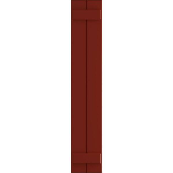 Ekena Millwork 10 3/4" x 31" True Fit PVC Two Board Joined Board-n-Batten Shutters, Pepper Red (Per Pair)