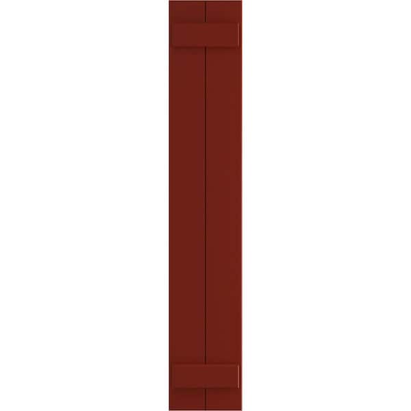 Ekena Millwork 10 3/4" x 38" True Fit PVC Two Board Joined Board-n-Batten Shutters, Pepper Red (Per Pair)