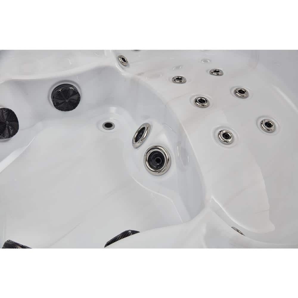 Luxury Gray Acrylic 6-Person Square Hot Tub with LED Lighting