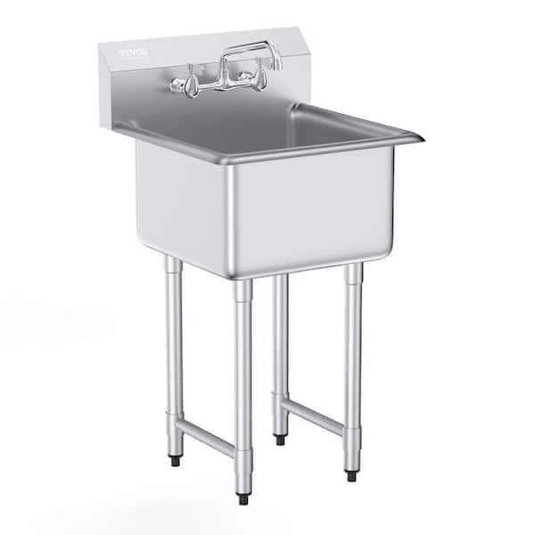 VEVOR 21 x 18 in. Stainless Steel Prep & Utility Sink 1 Compartment Free Standing Small Sink with Faucet & legs, NSF Certified