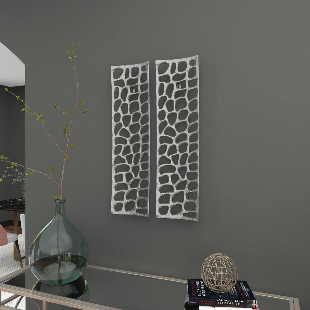 Silver Aluminum Abstract Cutout Wall Sculpture Set