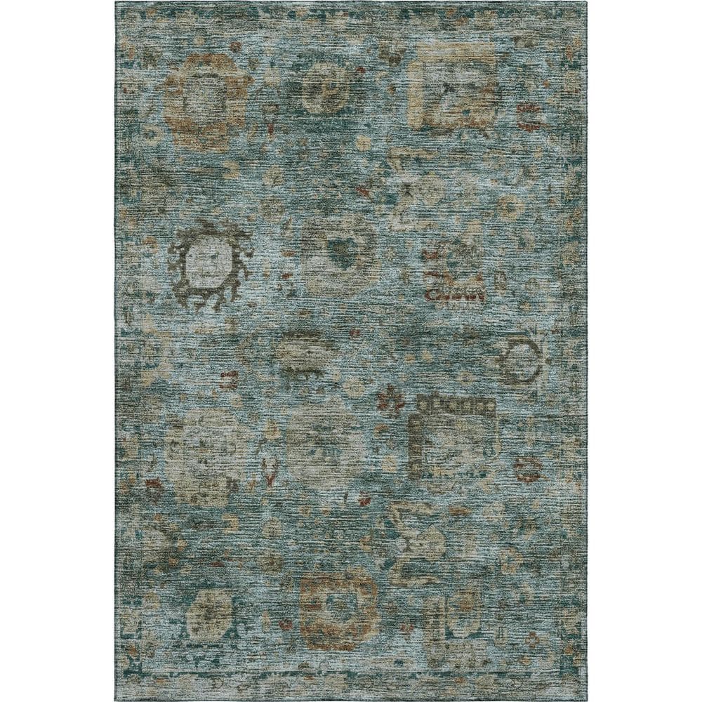 Mayfield Premium Machine Washable Abstract AMF2429 Teal 3 ft. x 5 ft. Area Rug price history on PriceWatchPro