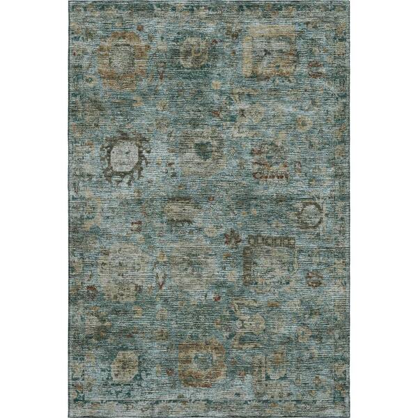 Mayfield Premium Machine Washable Abstract AMF2429 Teal 9 ft. x 12 ft. Area Rug