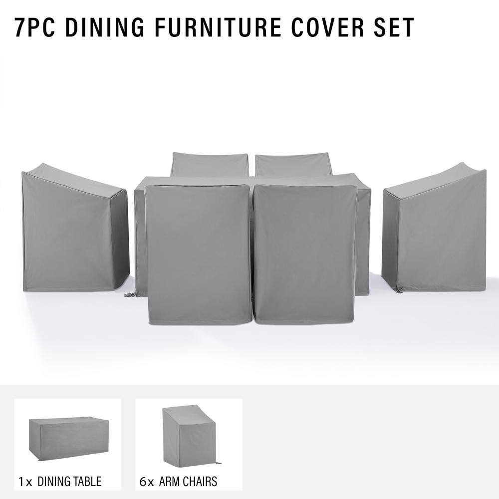 Gray Heavy Gauge Vinyl 7-Piece Outdoor Furniture Cover Set