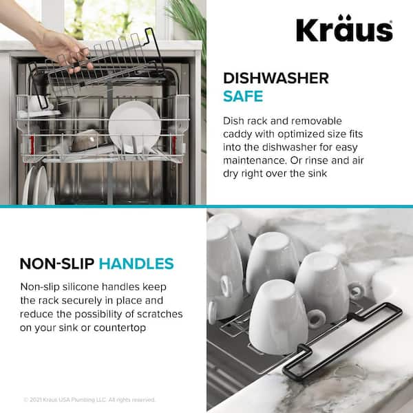 Kraus 9-in W x 17-in L x 4-in H Stainless Steel Dish Rack in the