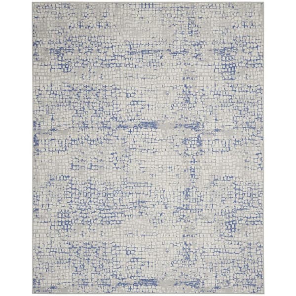 8 ft. x 12 ft. Blue Abstract Washable Area Rug