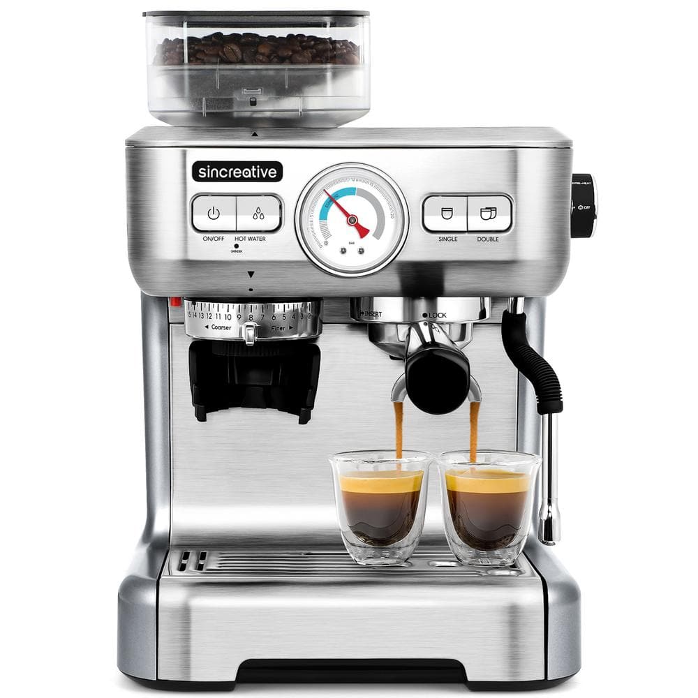 CM5700 75-Cup Silver Stainless Steel All in One 20 Bar Espresso Machine with Grinder and Powerful Steam Wand