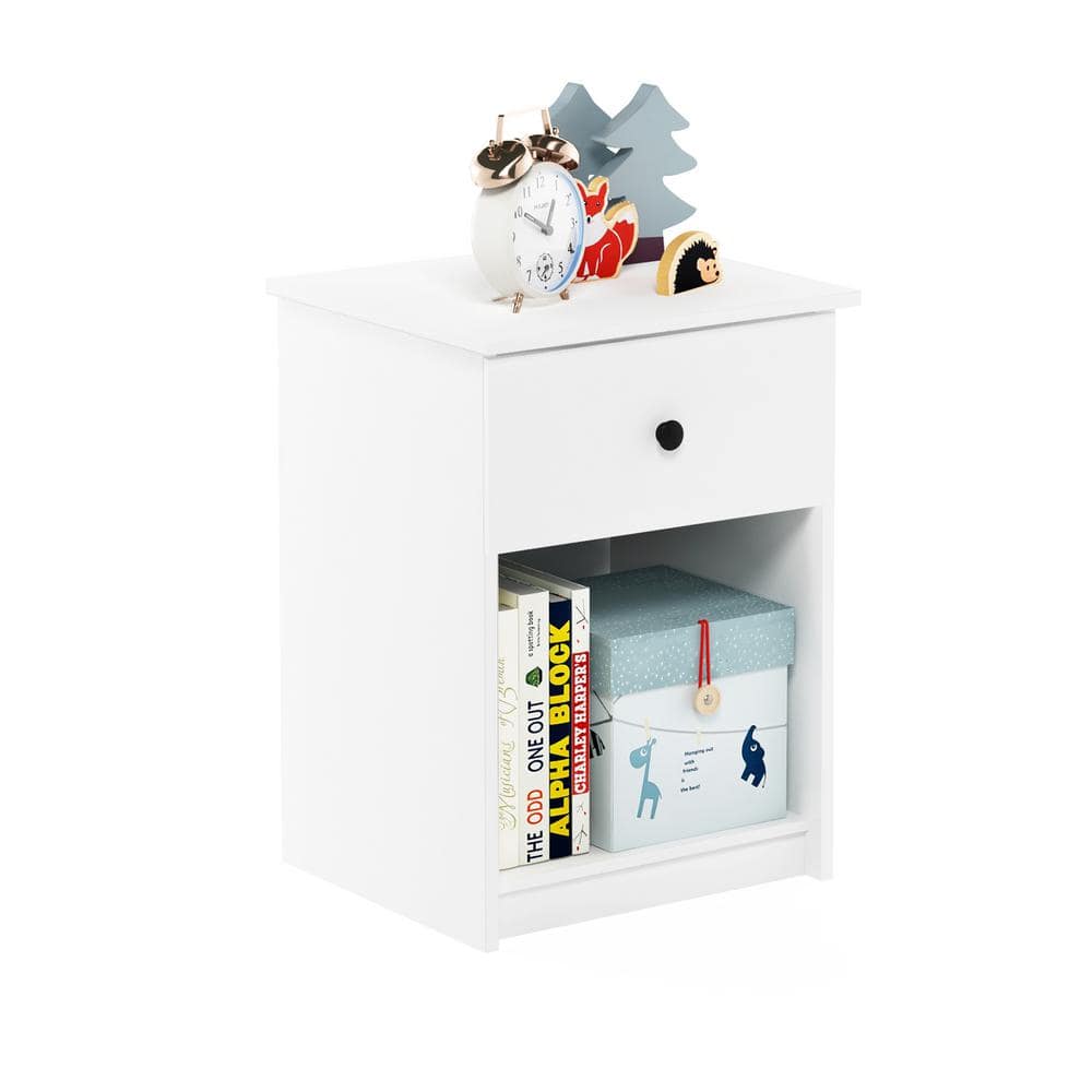 Lucca Contemporary White Nightstand with Storage Drawer