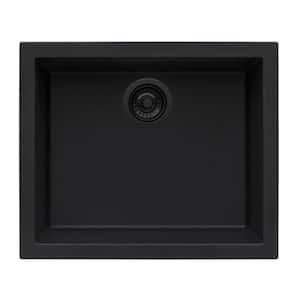 epiGranite 23 x 17 in. Undermount Single Bowl Midnight Black Granite Composite Kitchen Sink